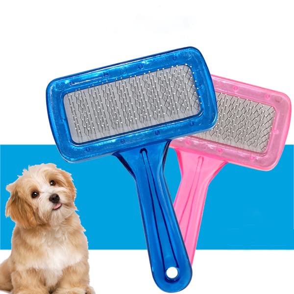 Newvent Dog hair Brush | Pet Hair Comb | Soft Needle Plastic Pet Dog & Cat Hair Shedding Brush (Multicoloured, Pack of 2) - Image 1