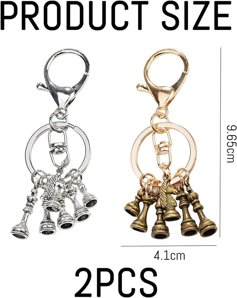 YSDYY 2 Pieces Chess Keychain Set with Lobster Clasp - Silver and Bronze - Image 2