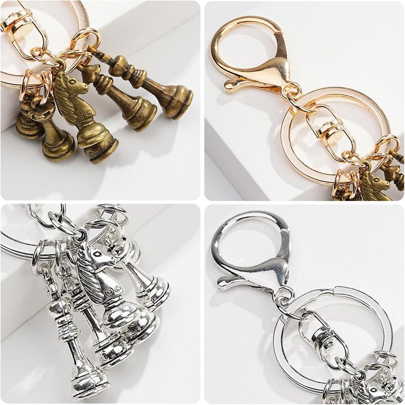 YSDYY 2 Pieces Chess Keychain Set with Lobster Clasp - Silver and Bronze - Image 3