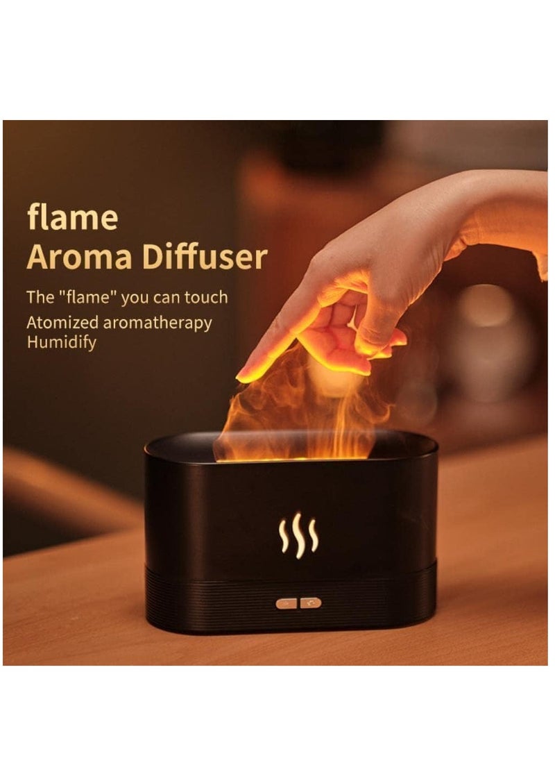 Humidifier for Bedroom - Flame Aroma Diffuser, Aromatherapy Light Mist Atomizer with Auto-Off Protection for Spa, Home, Yoga, Office 180ml Black - Image 2