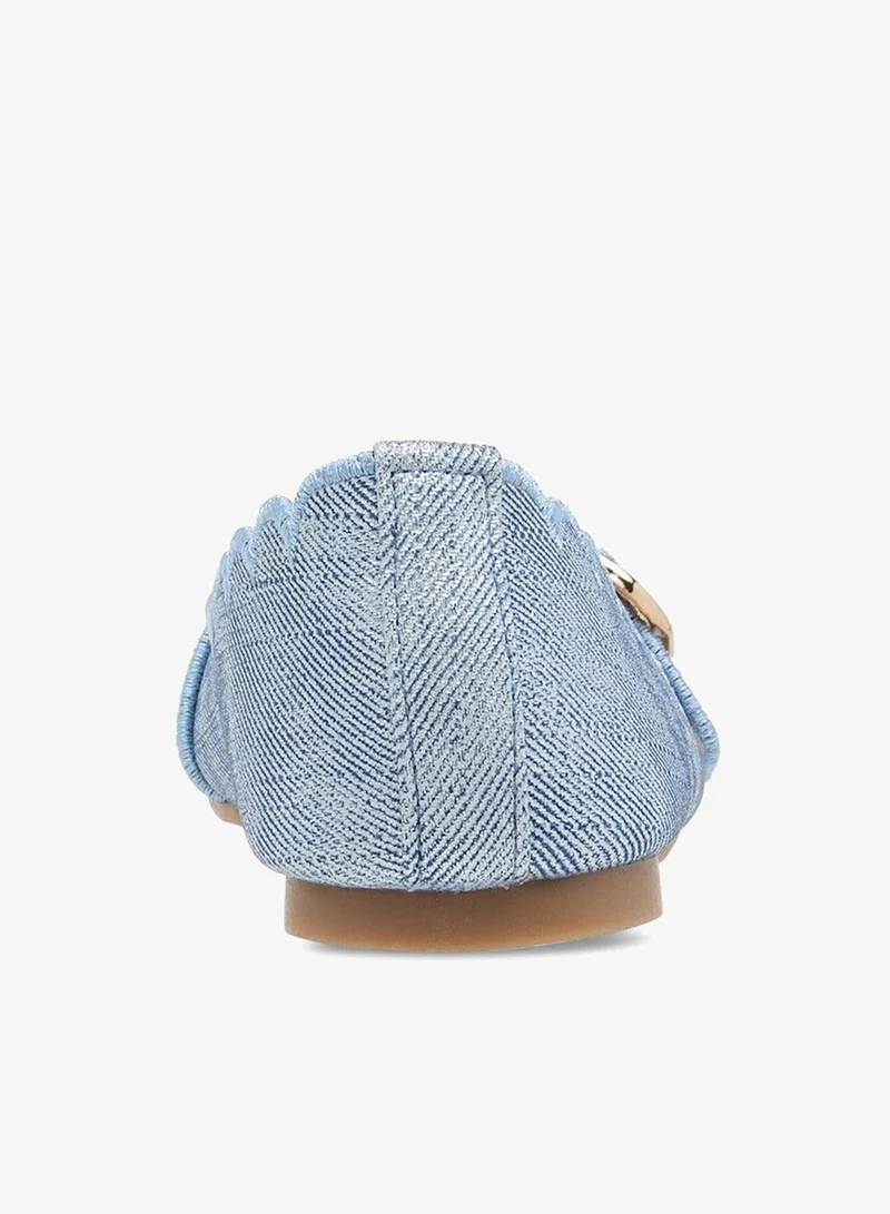Little Missy BLUE Girls Scallop Detail Slip-On Ballerina Shoes with Buckle Accent for Women | Best Price UAE