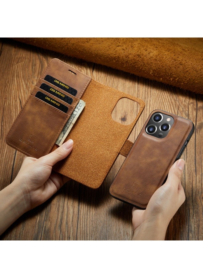 Generic For Iphone14 Pro Max Strong Magnetic Split Leather Case For Iphone 13 Pro 2-in -1 Wallet Mobile Phone Leather Case-Color:Red-Applicable Model:IP16 Plus  - Image 3