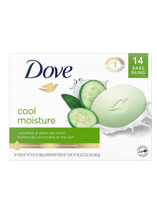 Dove Skin Care Beauty Bar For Softer Skin Cucumber And Green Tea More Moisturizing Than Bar Soap 3.75 Oz 14 Bars - Image 2
