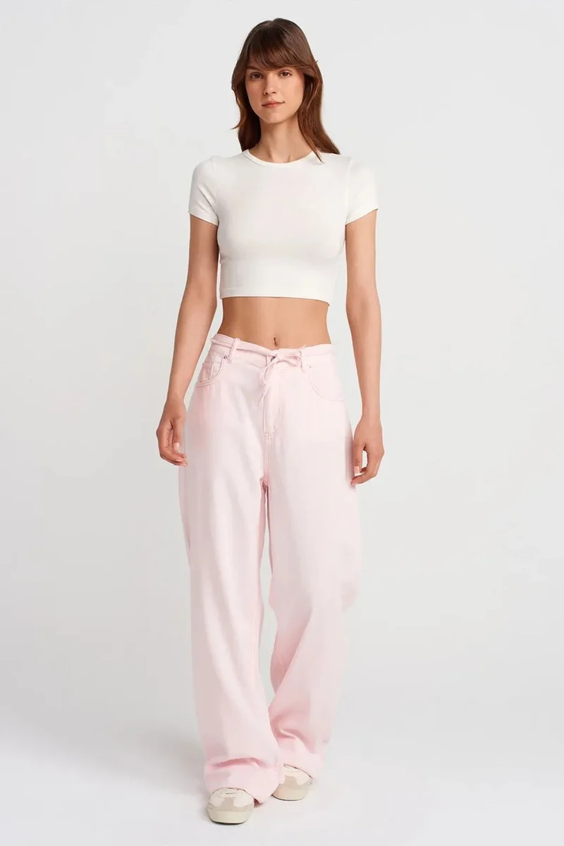 Dilvin White DILVIN Women's Crop Slim-Fit Crew Neck T-Shirt for Women | Best Price UAE