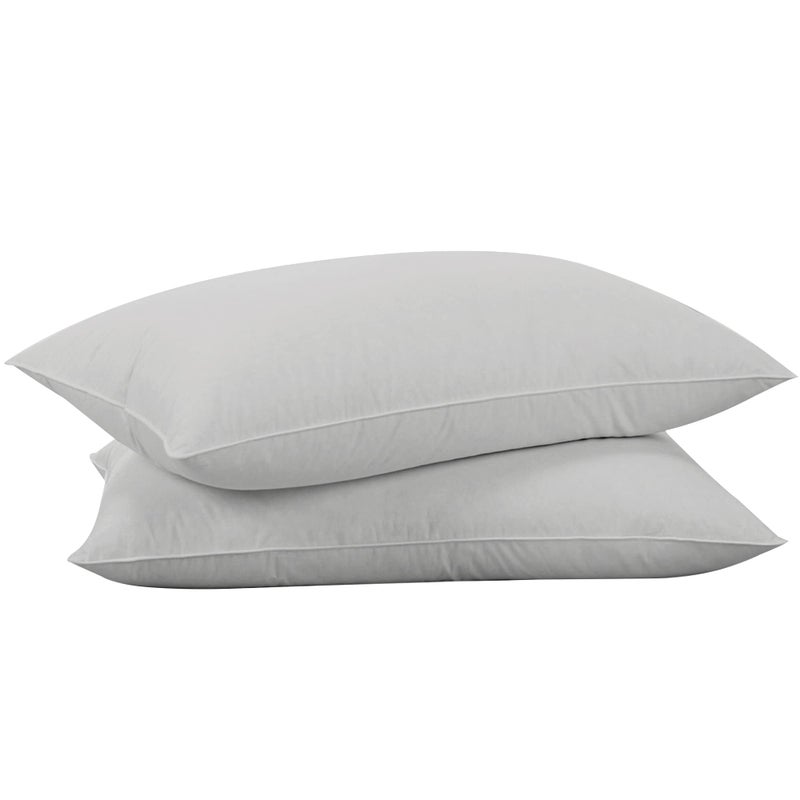puredown Goose Feathers Down Pillows  King Size Bed Sleeping Hotel Collection Pillows Set of 2 with 100 Cotton Cover Grey