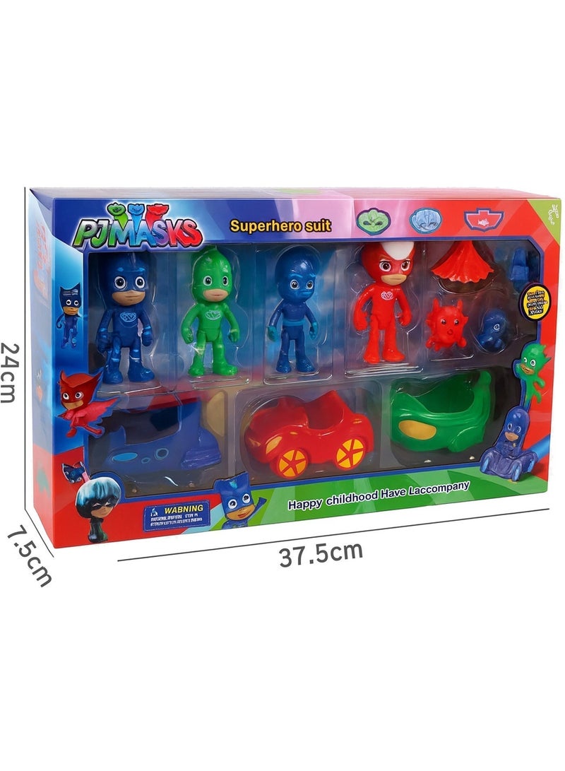 PJ Masks 10PCS Action Figure Set for Kids – 4 Characters, 3 Vehicles & 4 Accessories | Superhero Catboy, Owlette, Gekko Figures with Cars | Pretend Play Hero Toy Set for Boys & Girls | Kids Superhero Playset Gift - Image 3