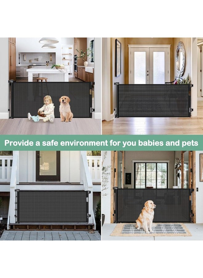 BETERTEK Retractable Baby Gates for Doorways 55 Inch Wide Retractable Dog Gates for The House Outdoor Dog Barriers for Home Indoor Pet Barrier Mesh Baby Gate for Fireplace Pet Safety Gate for Front Door  - Image 3