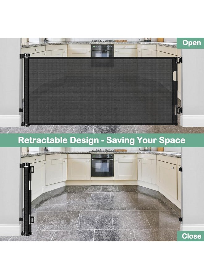 BETERTEK Retractable Baby Gates for Doorways 55 Inch Wide Retractable Dog Gates for The House Outdoor Dog Barriers for Home Indoor Pet Barrier Mesh Baby Gate for Fireplace Pet Safety Gate for Front Door  - Image 2