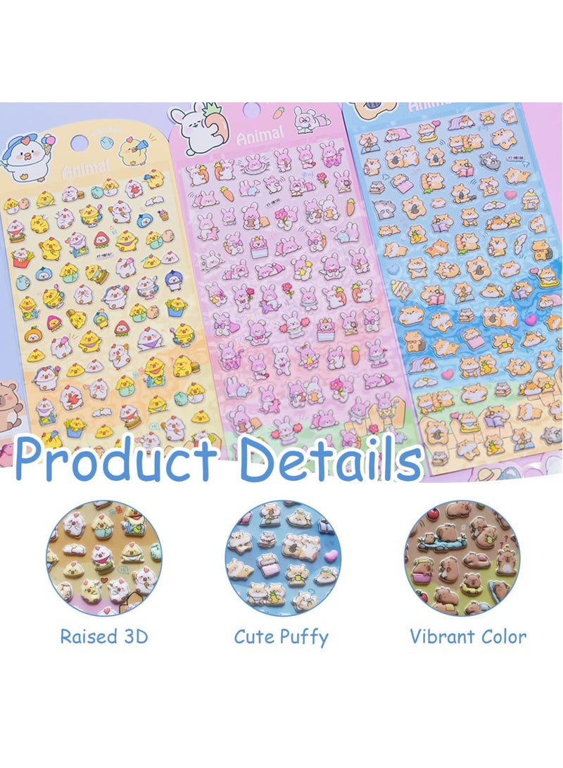 SYOSI Cute Puffy Stickers 4 Sheets, 3D Mini Stickers for Kids and Adults | Adorable Small Kawaii Capybara Sticker | Funny Animals Sticker for Phone Case, Water Bottle, Scrapbook, Crafting, Guka - Image 2