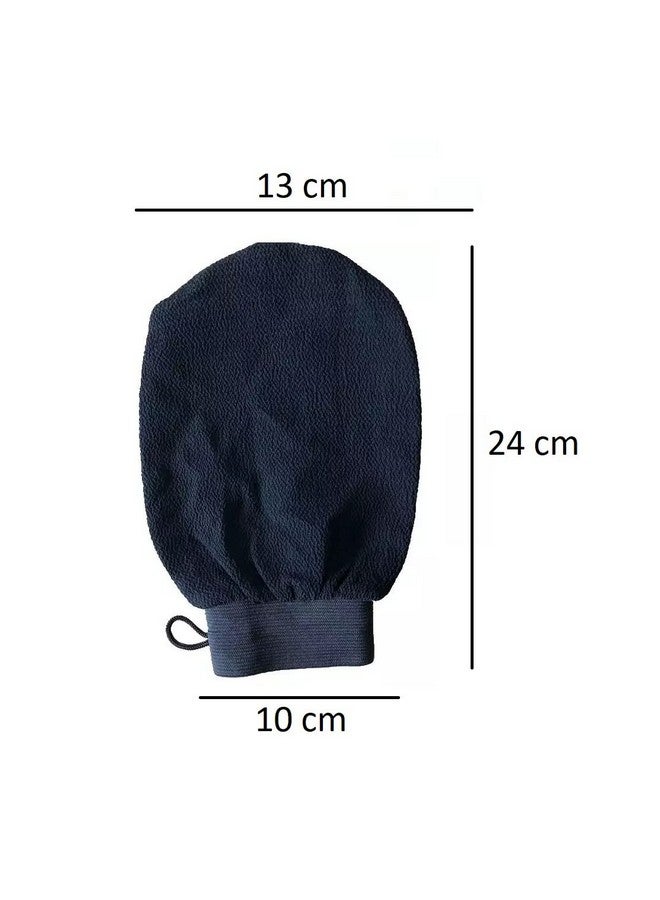 Mluffy Shower Scrub Gloves Body Facial Tan Massage & Dead Skin Removal Mitt for Body Cleaning (Black) (2) - Image 2