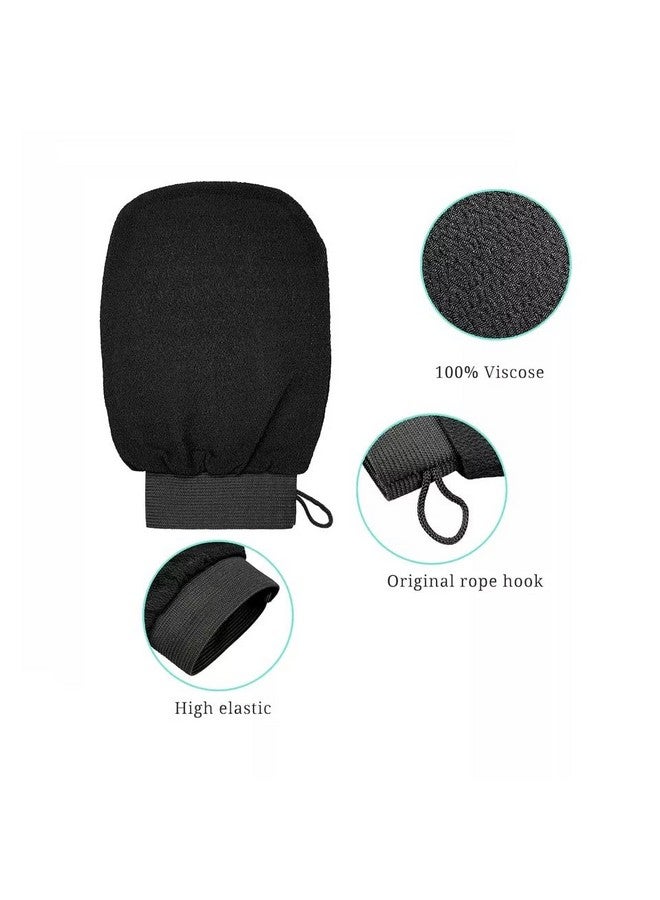 Mluffy Shower Scrub Gloves Body Facial Tan Massage & Dead Skin Removal Mitt for Body Cleaning (Black) (2) - Image 4