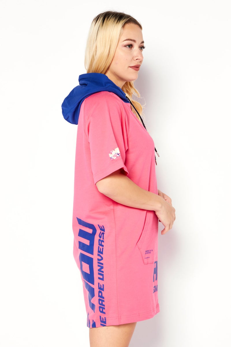 Aape By A Bathing Ape Women Graphic Print Mini Dress, Pink - Image 4