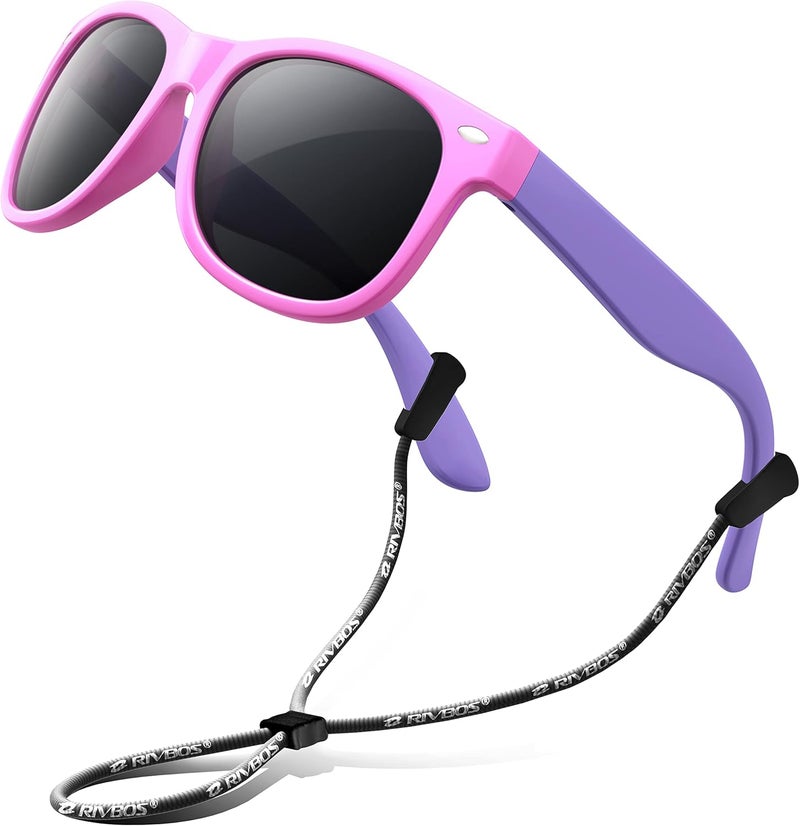 RIVBOS Kids Sunglasses Polarized UV Protection Flexible Rubber Glasses Shades with Strap for Boys Girls RBK004 - Image 1