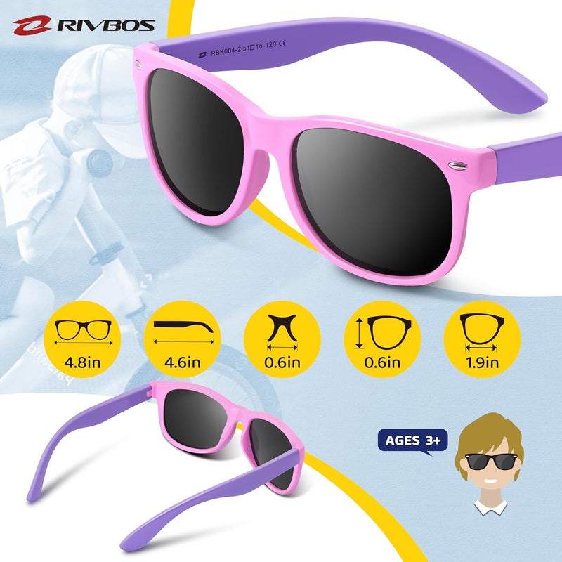 RIVBOS Kids Sunglasses Polarized UV Protection Flexible Rubber Glasses Shades with Strap for Boys Girls RBK004 - Image 5