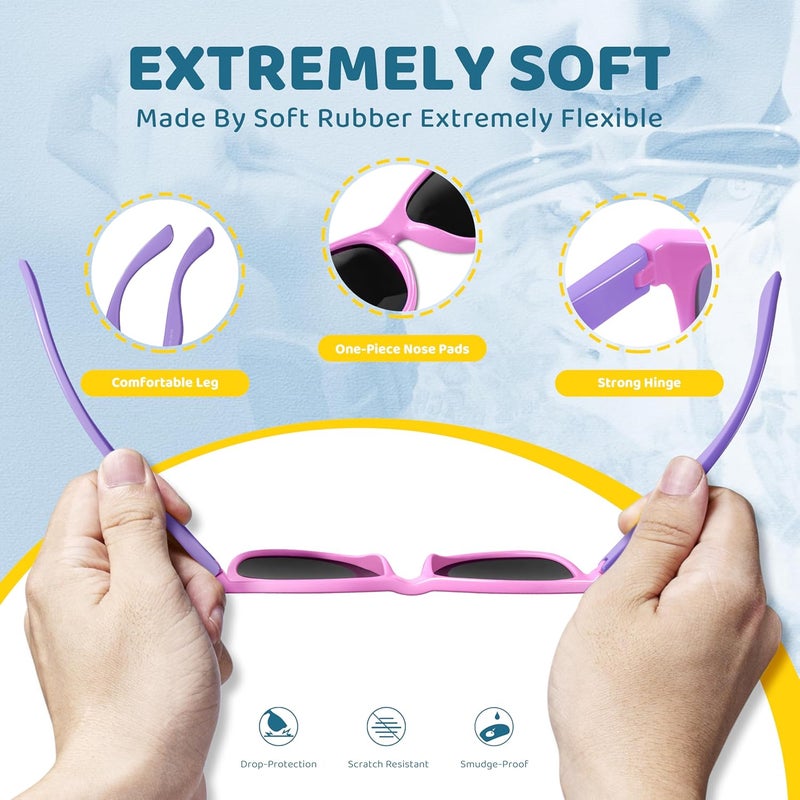 RIVBOS Kids Sunglasses Polarized UV Protection Flexible Rubber Glasses Shades with Strap for Boys Girls RBK004 - Image 4