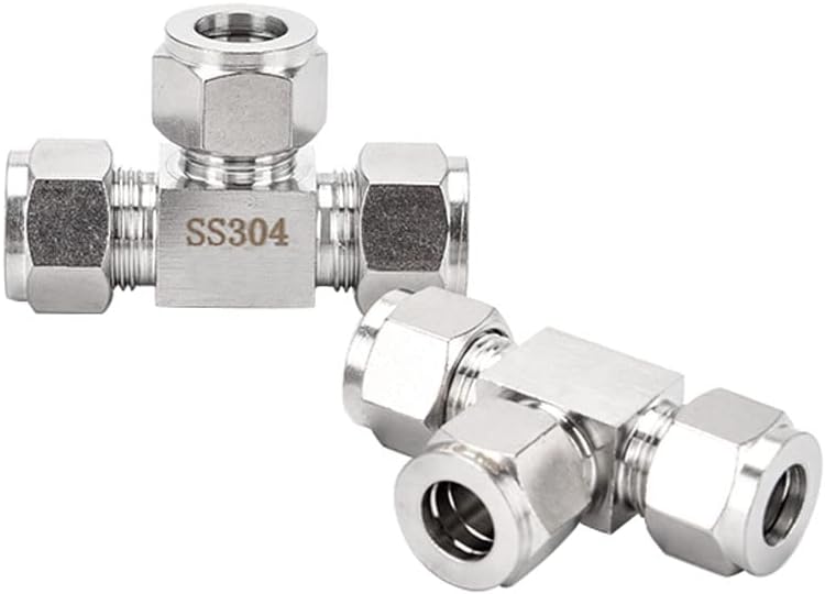 Pysrych 304 Stainless Steel Compression Tee, 1/4" OD 3 Ways Connector Tube Fitting, Pack of 2 - Image 2