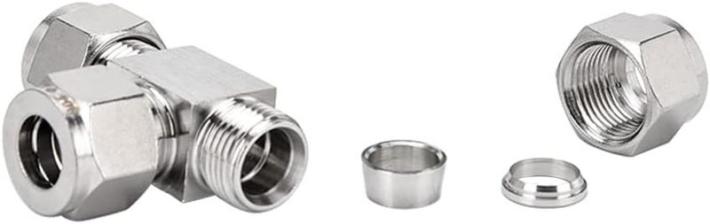Pysrych 304 Stainless Steel Compression Tee, 1/4" OD 3 Ways Connector Tube Fitting, Pack of 2 - Image 4