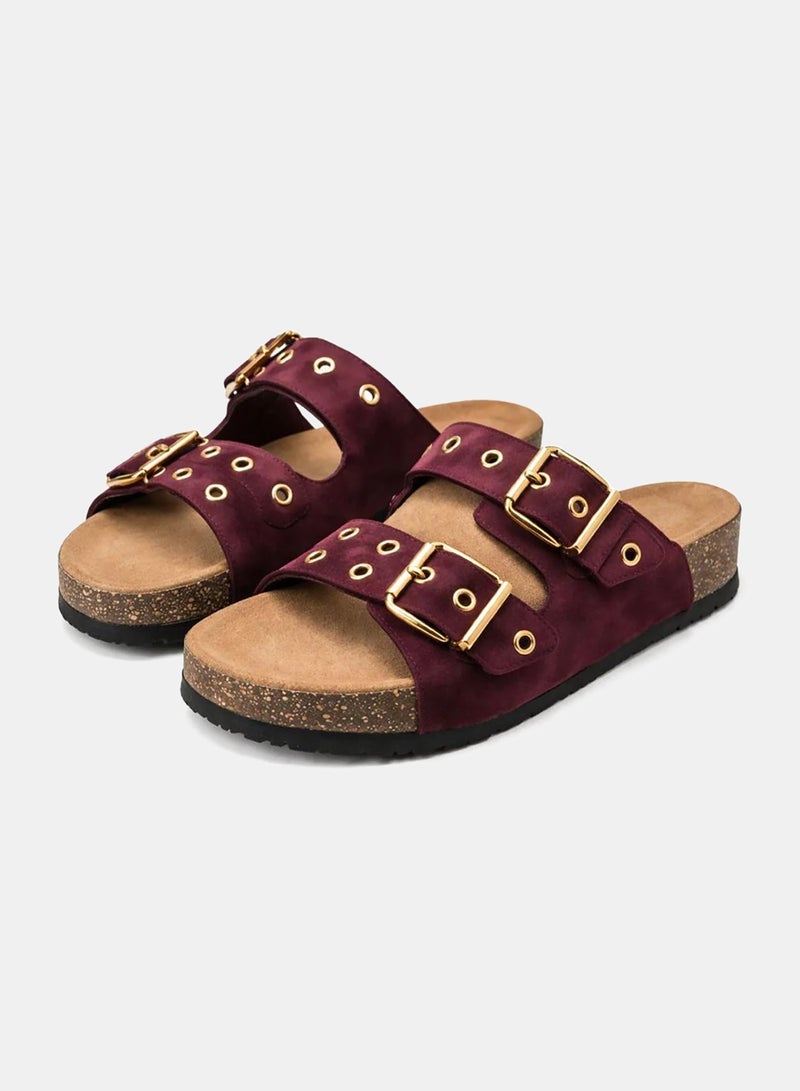 SOLE Two-Strap Buckle Slippers - Image 1