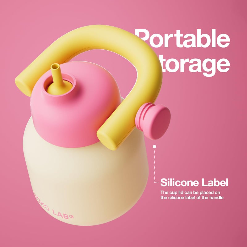 CHAKO LAB Water Bottle with Straw and Carry Handle | Wide Mouth vacuum Ceramic Liner | Reusable, leak-proof and BPA-free | 33oz(Sunshine) - Image 3