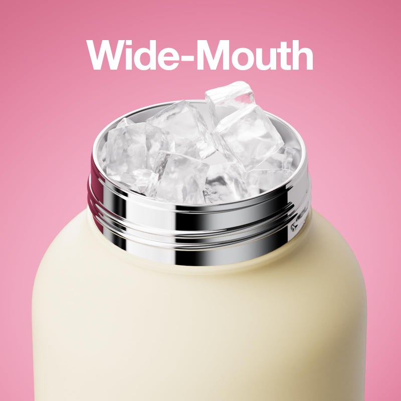 CHAKO LAB Water Bottle with Straw and Carry Handle | Wide Mouth vacuum Ceramic Liner | Reusable, leak-proof and BPA-free | 33oz(Sunshine) - Image 5