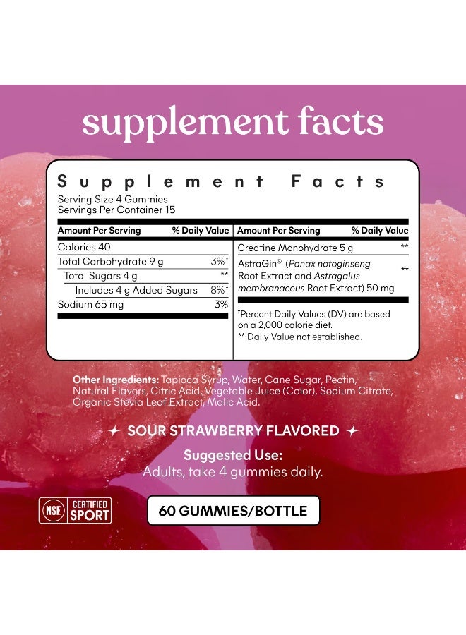 Lemme Creatine, Body Toning Gummies, Sour Strawberry, 60 Gummies - Image 5