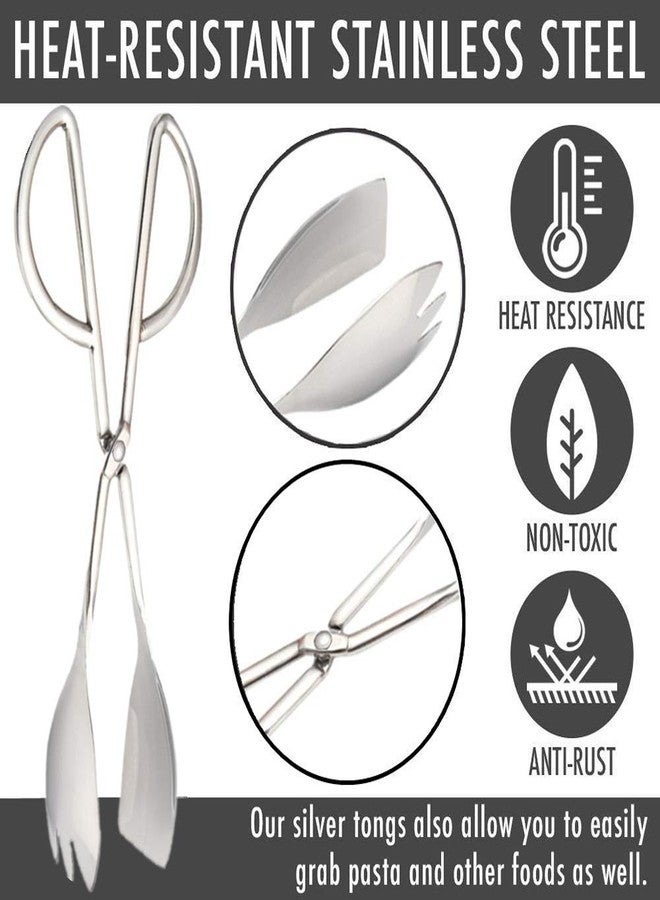 TOONEV 2-PACK Salad Tongs for Serving Buffet Party Catering with Stainless Steel Cooking Kitchen Tongs 10.3" - Image 2