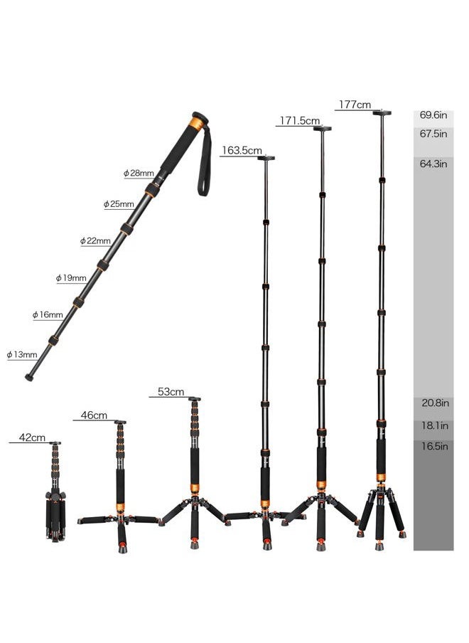 koolehaoda - Koolehaoda Camera Aluminum Monopod with Metal Tripod Base.6 Sections 46-177cm/18-69inch Adjustable, Leg Diameter Φ28mm,up to 6kg /13lbs - Image 1