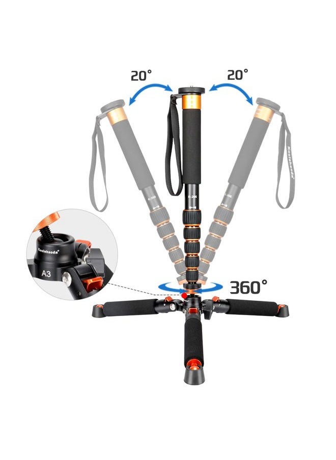 koolehaoda - Koolehaoda Camera Aluminum Monopod with Metal Tripod Base.6 Sections 46-177cm/18-69inch Adjustable, Leg Diameter Φ28mm,up to 6kg /13lbs - Image 1