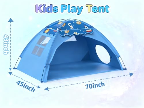 AFUNX Kids Play Tent70x45x43 Inch Space Theme Indoor Tent with Tunnel Port for ChildrenPlayhouse for Imaginative PlaySleepovers Fun Great Gift for ToddlersBoys Girls - Image 5