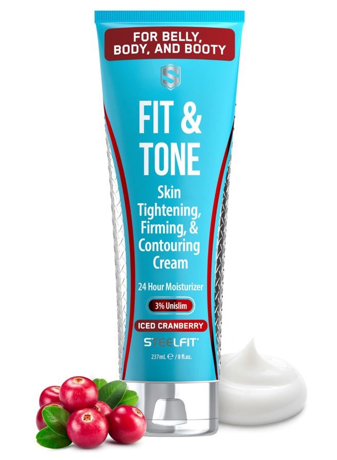 SteelFit Firming Body Lotion - Contouring & Skin Tightening Cream for Body - Firm & Tone Cellulite Remover for Legs Belly & Saggy Skin - Nourishing & Soothing with Shea & Cocoa Butter - Iced Cranberry - Image 1