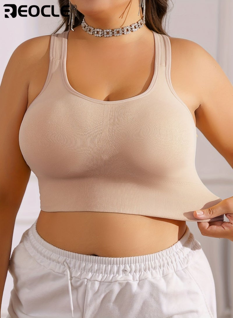 REOCLE Women's Bra with Removable Pads Breathable Anti Sagging Wire Free Design for Yoga Racerback Style Adjustable Straps Medium Elasticity Seamless Style Durable Construction for Daily Wear - Image 2