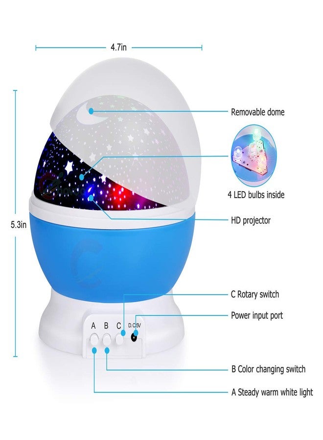 Chavda Baby Night Lights, Moon Star Projector 360 Degree Rotation - 4 LED Bulbs 8 Color Changing Light, Romantic Night Lighting Lamp, Unique Gifts for Birthday Nursery Women Children Kids Baby - Image 2