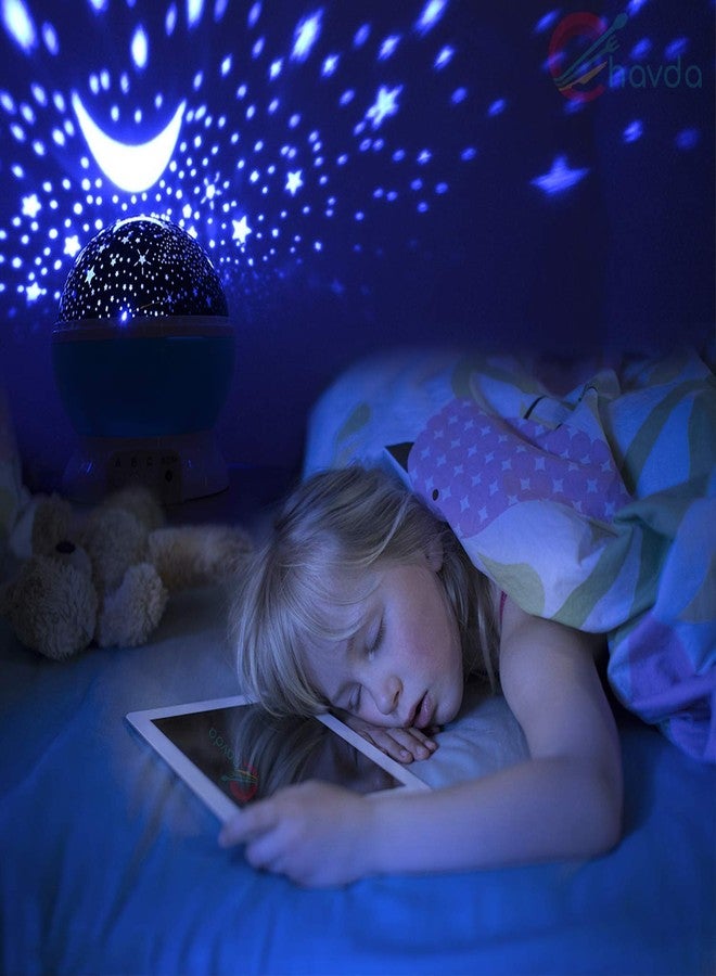 Chavda Baby Night Lights, Moon Star Projector 360 Degree Rotation - 4 LED Bulbs 8 Color Changing Light, Romantic Night Lighting Lamp, Unique Gifts for Birthday Nursery Women Children Kids Baby - Image 4