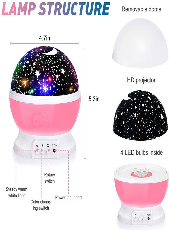 Chavda Baby Night Lights, Moon Star Projector 360 Degree Rotation - 4 LED Bulbs 8 Color Changing Light, Romantic Night Lighting Lamp, Unique Gifts for Birthday Nursery Women Children Kids Baby - Image 5