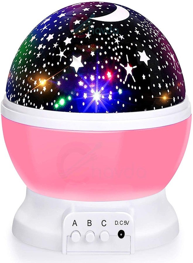 Chavda Baby Night Lights, Moon Star Projector 360 Degree Rotation - 4 LED Bulbs 8 Color Changing Light, Romantic Night Lighting Lamp, Unique Gifts for Birthday Nursery Women Children Kids Baby - Image 1