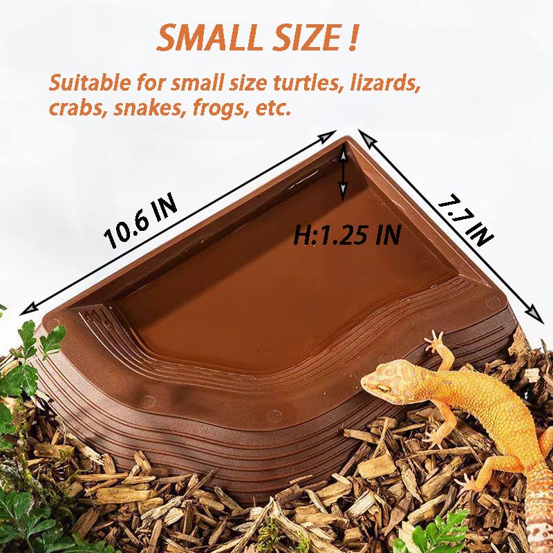 3PCS Tortoise Water Bowls with Ramp Leaf Tortoise Food Dish Reptile Food Water Bowls Reptile Bathing Pool Aquarium Ornament for Gecko, Snake, Turtle, Bearded Dragon, Lizard Small - Image 5