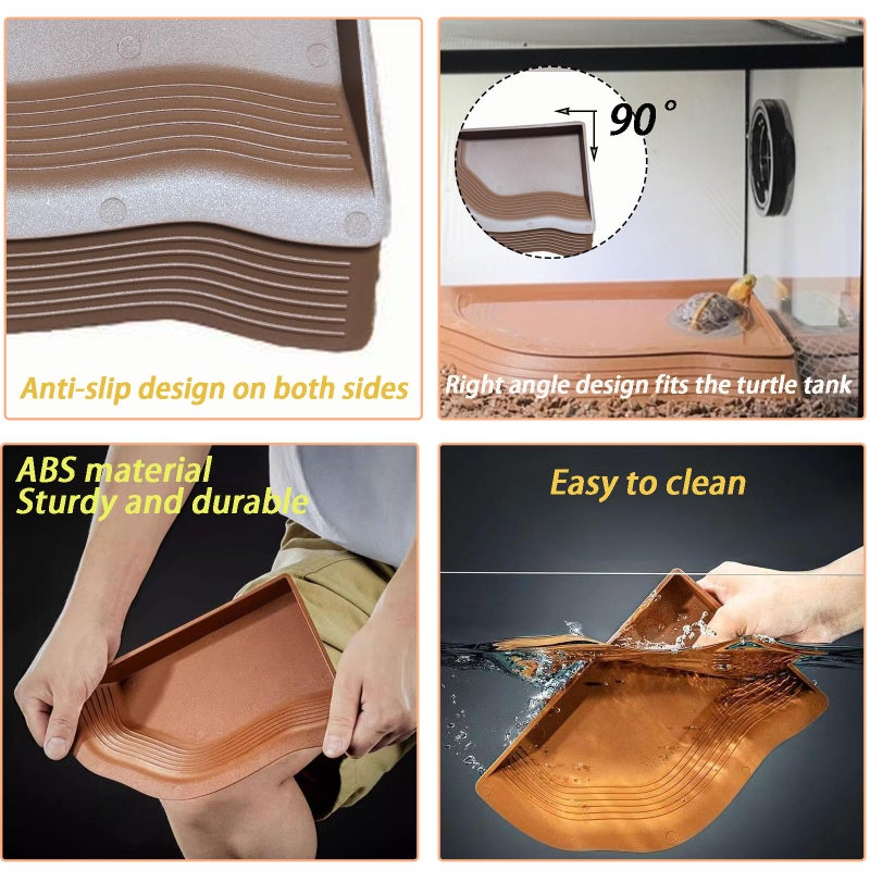 3PCS Tortoise Water Bowls with Ramp Leaf Tortoise Food Dish Reptile Food Water Bowls Reptile Bathing Pool Aquarium Ornament for Gecko, Snake, Turtle, Bearded Dragon, Lizard Small - Image 3