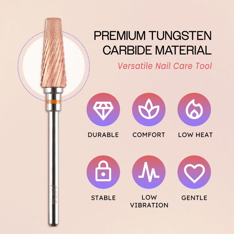 PANA 5-in-1 Pro Upgraded Multi-Function Drill Bit 3/32" Shank Size - (Rose Gold, 2X Coarse to 2X Fine) - Mix Size Tungsten Drill Bit Fast Remove Acrylic Hard Gel Nail for Manicure Pedicure - Image 4