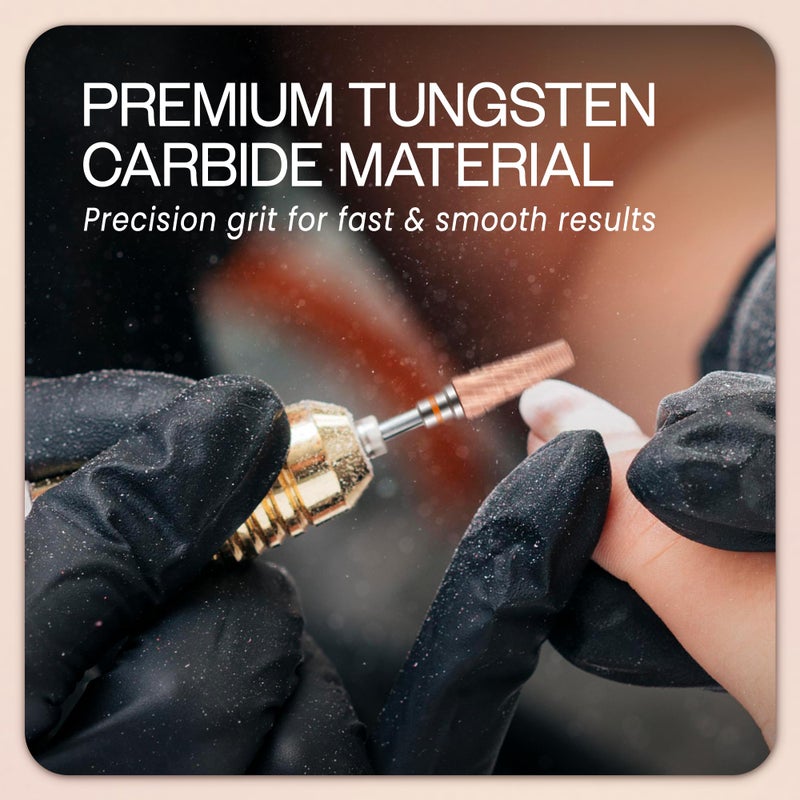 PANA 5-in-1 Pro Upgraded Multi-Function Drill Bit 3/32" Shank Size - (Rose Gold, 2X Coarse to 2X Fine) - Mix Size Tungsten Drill Bit Fast Remove Acrylic Hard Gel Nail for Manicure Pedicure - Image 5