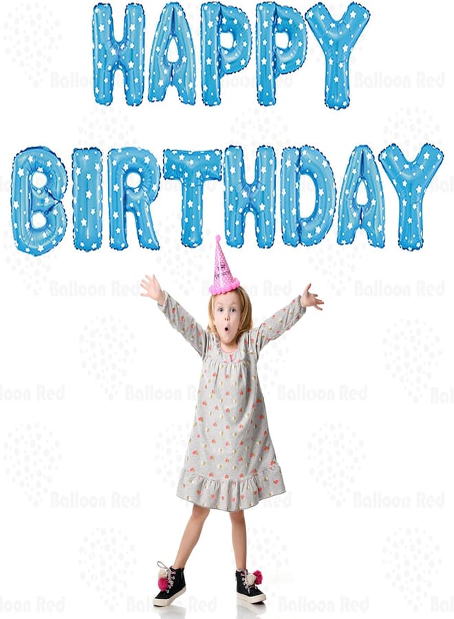 Balloon Red Happy Birthday Balloons Banner for Party Wall Stylish Decorations, 16" Blue Letters