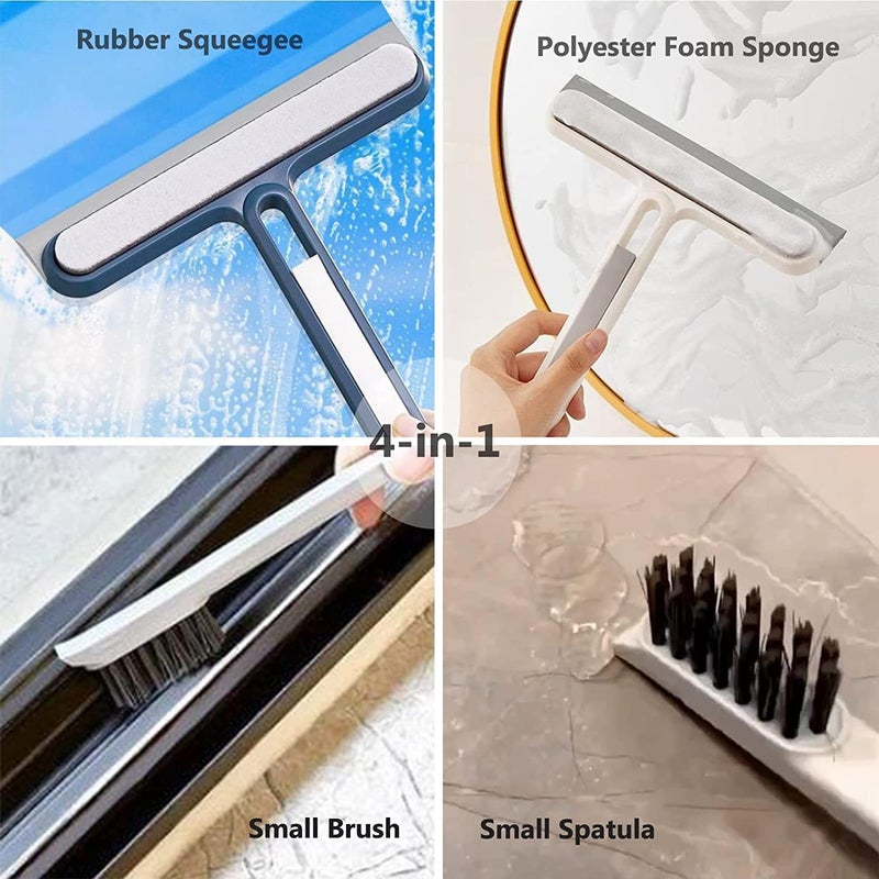 RABADIYA CREATION 3 in 1 Glass Cleaning Brush Double-Sided Wiper Screen Window Brush Glass Wipe Window Small Hair Brush Sponge Brush, Double Sided Wet & Dry Dual Purpose  - Image 3