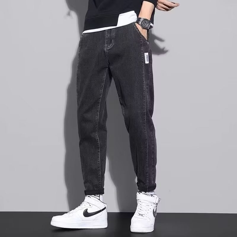 Spring and Autumn Jeans Mens Korean-style New Slim-fit Stretch Leg Pants Students Trendy All-match Washed Straight Leg Pants 588L Blue  - Image 4