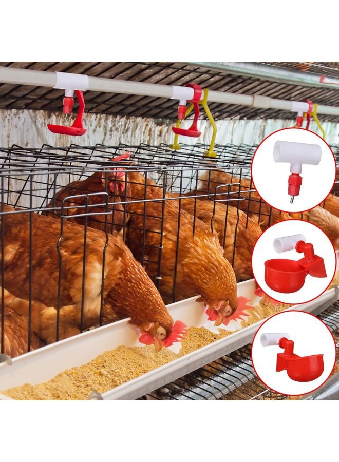 Outus 50 Pcs Chicken Waterer PVC Tee Fittings White Automatic Poultry Waterers PVC Fittings for Threaded Poultry Feeder Cups Chicken Water Drinker - Image 3