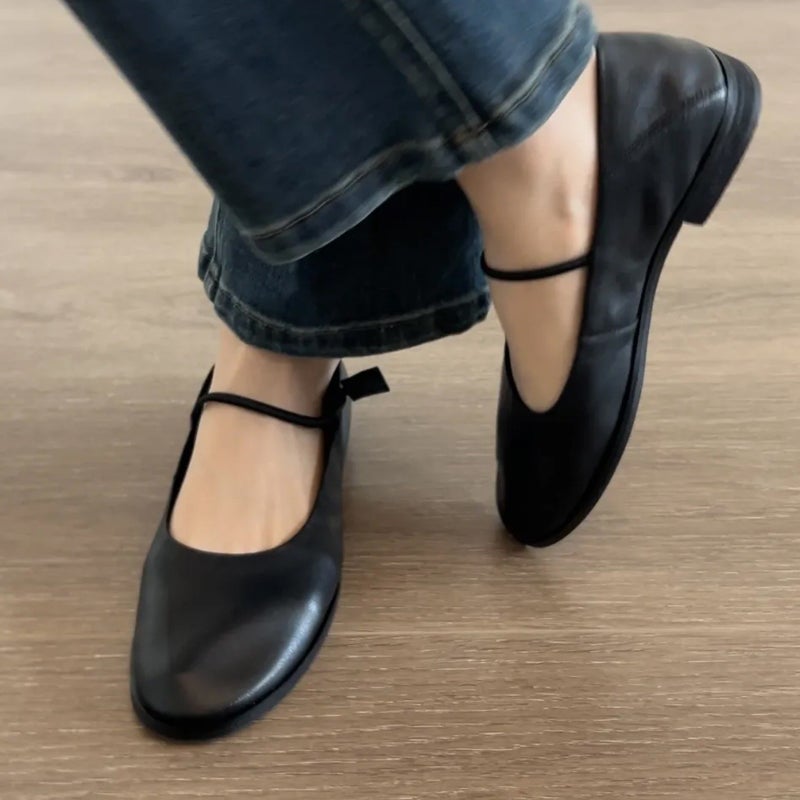 Retro Elastic Band Ballet Shoes Soft Sole Shallow Mouth Mary Jane Shoes Flats Shoes For Women Large Size Women'S Shoes 40-42 - Image 3