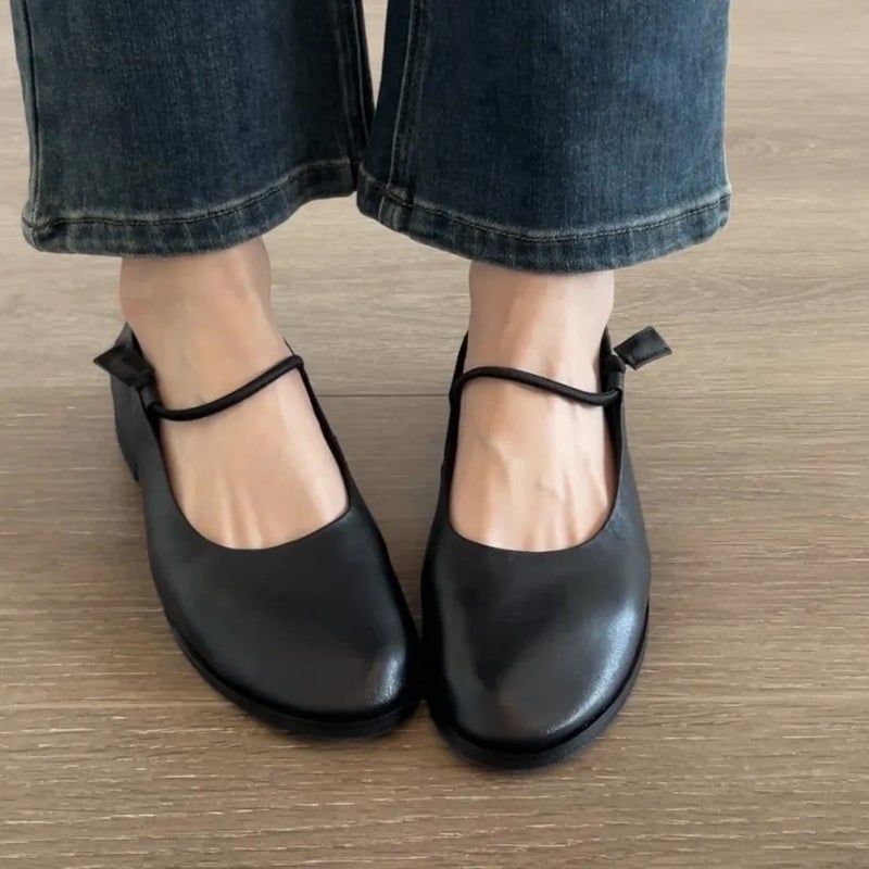 Retro Elastic Band Ballet Shoes Soft Sole Shallow Mouth Mary Jane Shoes Flats Shoes For Women Large Size Women'S Shoes 40-42 - Image 4