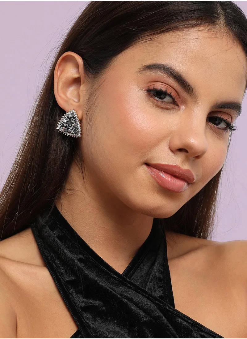 SOHI Crystal Cluster Triangle Stud Earrings