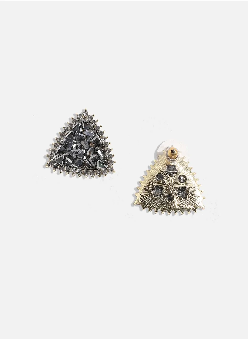 SOHI Crystal Cluster Triangle Stud Earrings