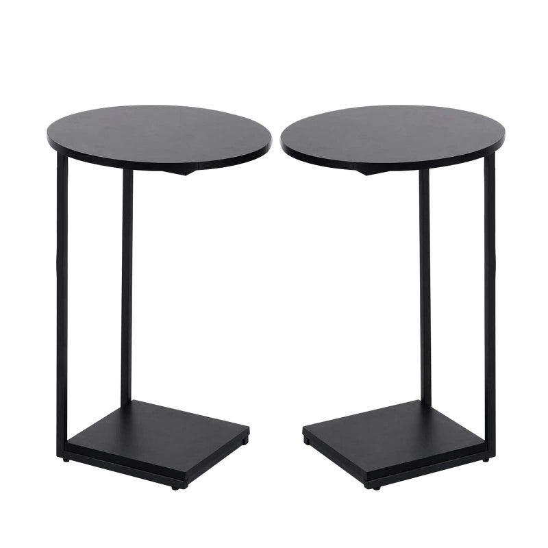 DCLRN C Table End Table Set of 2C Shaped End Table for RoundRound Side Table is Suitable for Living Room and BedroomBlack