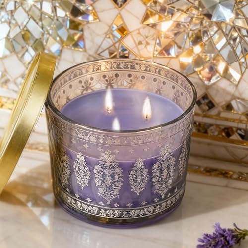 EKAM 2025–26 Festive Fragrance Gift| Scented 3 Wick Candle| Lavender | Inspired by Sheesh Mahal | 28-Hour Burn | Essential Oil Infused | Gift Box for Festive Celebrations, Weddings, Giveaways, etc. - Image 1