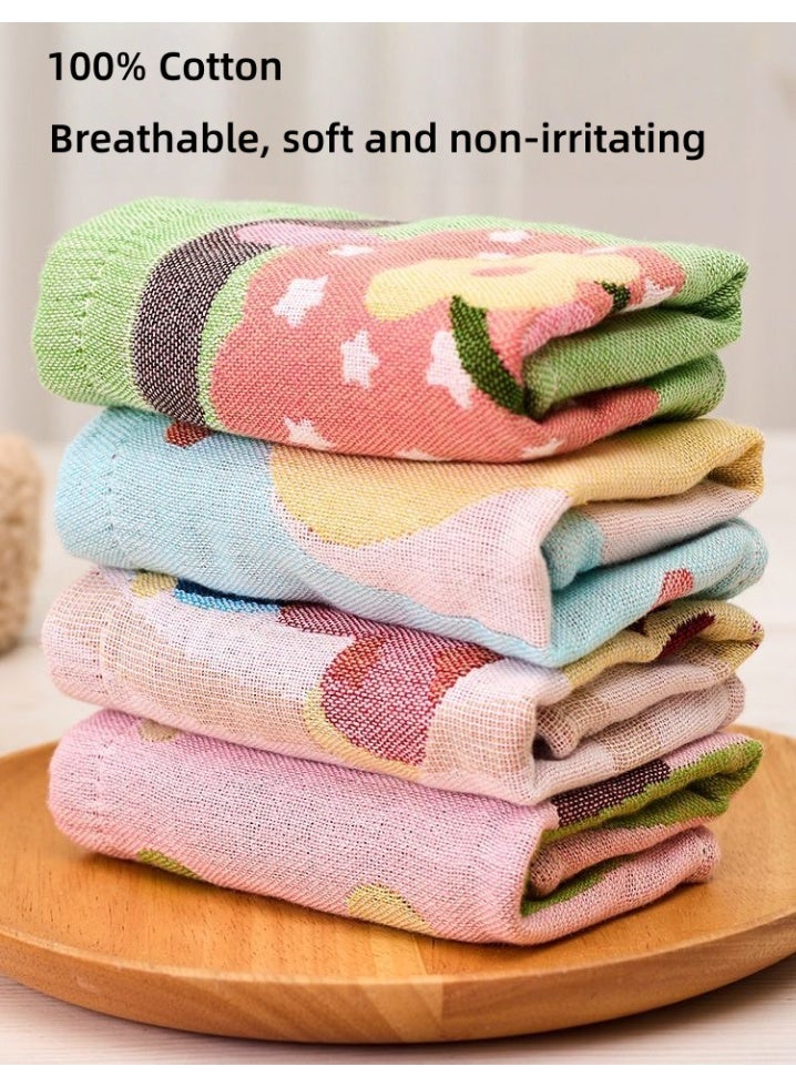 منشفة وجه القطن النقي 4PCS للأطفال ، غسالة ناعمة وممتصة فائقة ، تبقي طفلك دافئ ومريح - Image 2